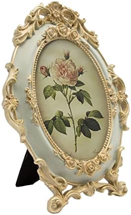SIKOO Vintage Picture Frame 4x6 Oval Antique Table Top Wall Hanging Photo Frame with Glass Front for Home Decor,Green