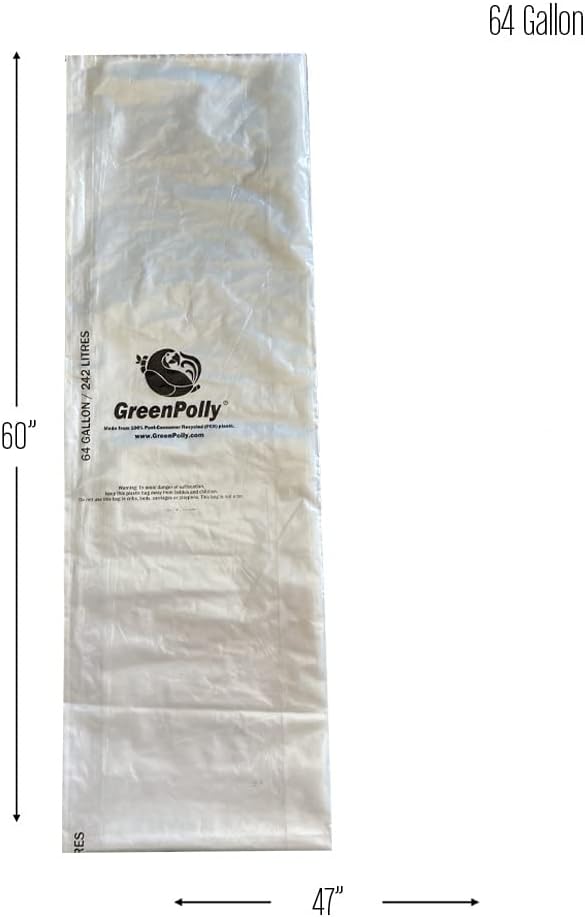Clear Bags, 64 Gallon, 100% PCR, 80 Count
