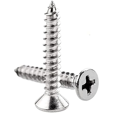 EVADOW 100pcs Stainless Steel Drywall Wood Screws with Philips Modified Truss Head, Coarse Thread Metal Steel Self Tapping Screws - M4 x 35mm Cover