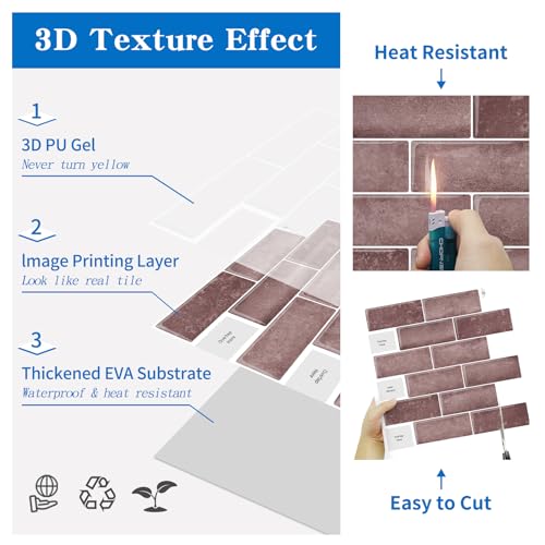 Carreaux de métro rose 3D autocollants pour une crédence de cuisine tendance