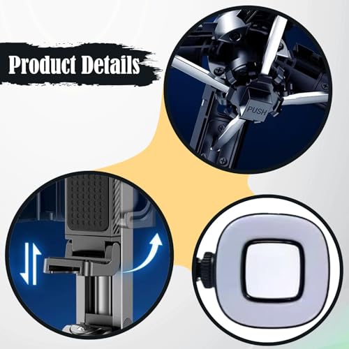 Soporte móvil robusto de aluminio con bastón extensible y batería recargable integrada 3