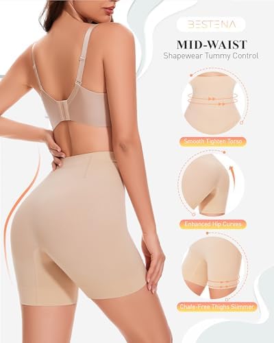 BESTENA Shapewear Shorts for Women, Mid Waist Tummy Control Shaper — view 2