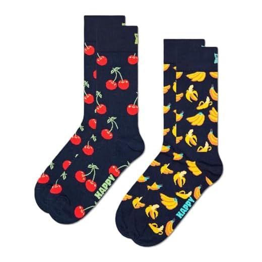 Happy Socks Calcetines coloridos y divertidos 2-Pack Classic Cherry Socks Talla 41-46