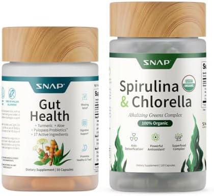 Snap Supplements Gut Health Lipase Supplement & Organic Spirulina...