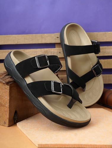 Image of HEALTH FIT Extra Soft Premium Classic Cushion Sliders /with Adjustable Buckle Strap & Light Weight Anti-SkidWaterproof Luxurious Slippers for Men's HF119