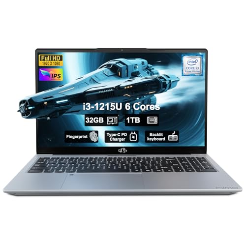 Image of NIMO 15.6 inch Laptop, Intel 6 Cores I3-1215U 32GB RAM 1TB SSD (Up to 4.4GHz, Beat R5 7520U), 65W Fast PD 180 Viewing Wi-Fi 6 Backlit Keyboard Computer for Business Work Creator Student Study and Home