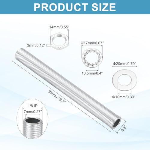 Image of MECCANIXITY 35Pcs 3.7 inch Lamp Pipe Kit with Nuts Washers 1 /8IP Thread Fasteners Assortment for Chandelier Ceiling Light Repair Assembly DIY Hardware