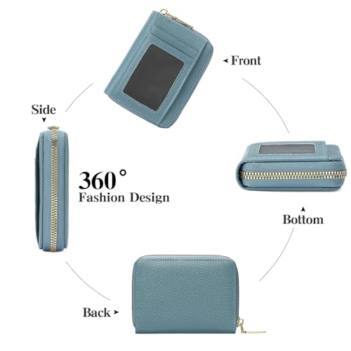 Image of GAEKEAO Wallet Women RFID Blocking Leather Small Compact Zip-Around Credit Card Holder with ID Window & Zipper Pocket