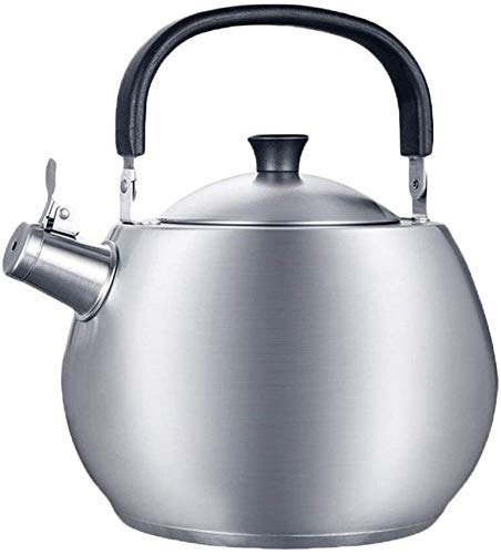 Praktische Bequeme Induktionskochfelder Gas Große Kapazität Pfeifen Edelstahl Gas Keramik Teekanne Home Camping Silber ZHHYDF