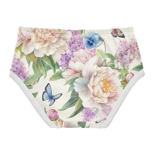 Cotton Girls Underwear Toddler Floral Cream Colorful Peonies Panties Little Girl Funny Briefs Girls Undies 2t2