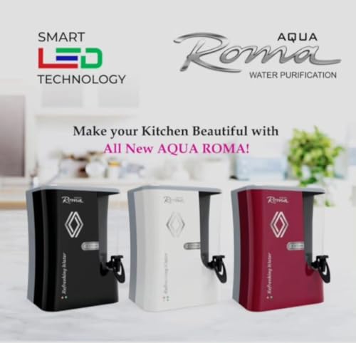 Image of Aqua Roma Water Purifier with RO + Active Copper + Alkaline Filter Produces Pure Mineral Water | LED Indicator | Storage - 9 Ltr Capacity15 Ltr Per Hr. With 8 stage Purification Technology (White)