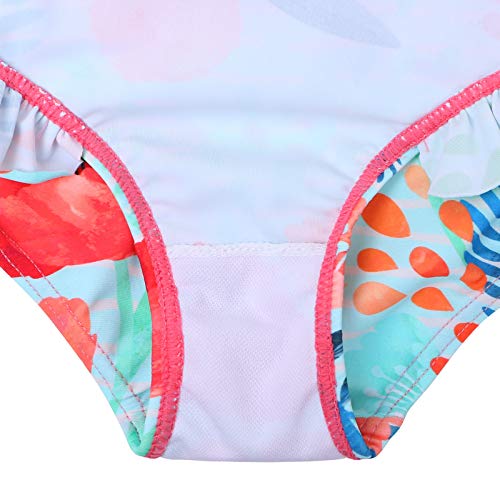 Xfgirls Baby/Toddler Girls 1 Piece Swimsuit Long Sleeve Rash Guard Beach Wear 3-4T, Cyan Flower #TOP5