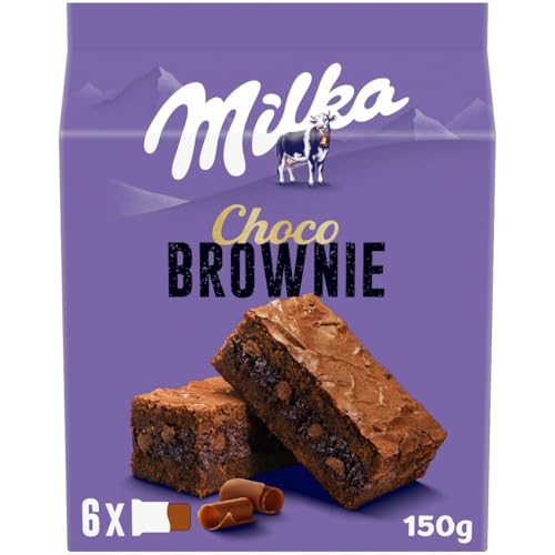 Milka Choco Brownie Bizcocho de Chocolate con Leche de los Alpes y Trozos de Chocolate con Leche, 150g