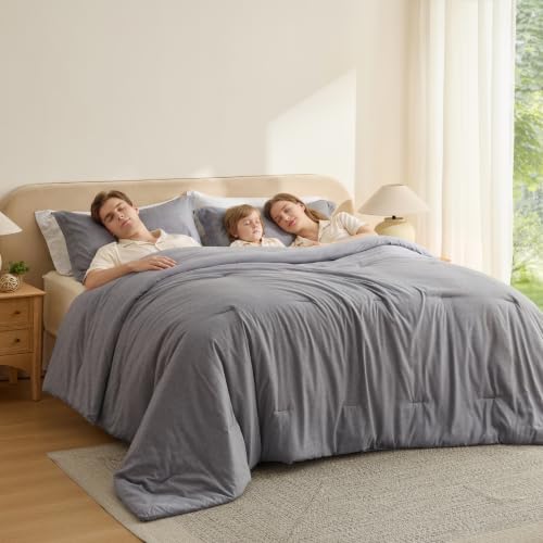 Image of Bedsure Oversized King Comforter Set - Dark Grey Soft Bedding for All Seasons, Cationic Dyed Bed Set, 3 Pieces, 1 Oversized King Size Comforter (120 inchx98 inch) and 2 Pillow Shams (20 inchx36 inch+2 inch)