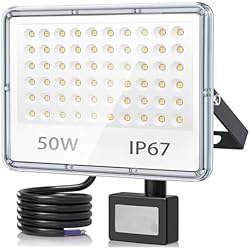 Focos Con Sensor De Movimiento Amazon TASINUO Foco LED con Sensor de Movimiento 50W, 5000LM 7000K Focos LED Exterior, IP67 Impermeable Luz LED con Sensor de Movimiento, 60 LEDs Luces Led Exterior para Jardin, Terraza, Garaje, Entrada