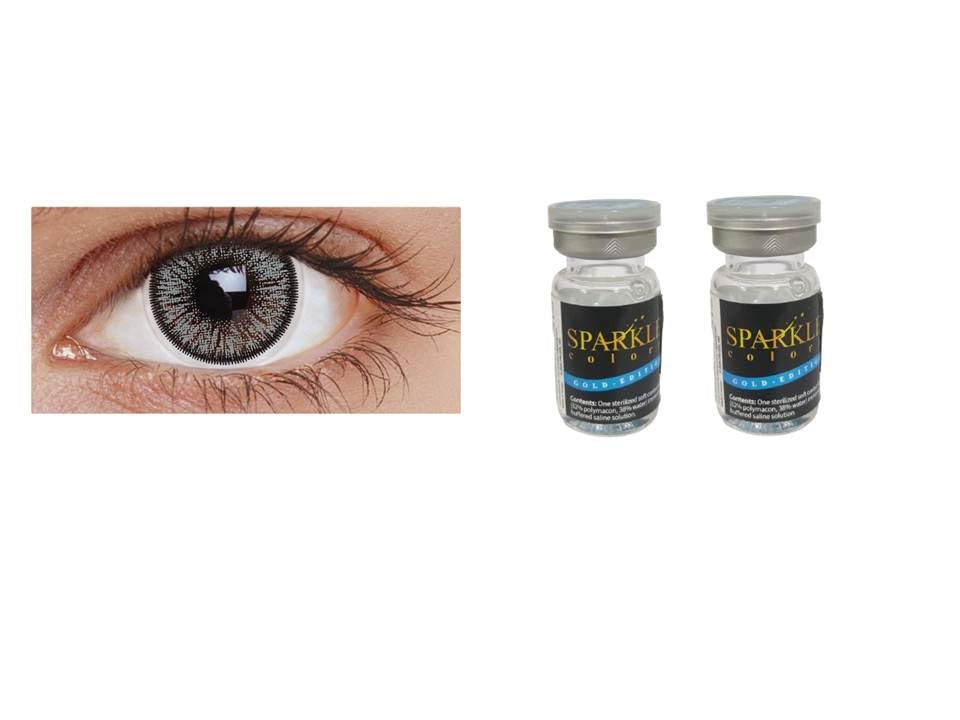 TWO TONE GRAY YEARLY COLOR CONTACT LENS WITH LENS CASE, 80ML SOLUTION AND LENS HOLDER (PACK OF 2 LENS)