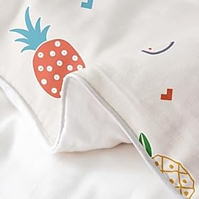 Pineapple Cotton Duvet Cover Set Twin Size Kids Tropical Fruit Print Comforter for Boys Girls Teens Fresh Pineapple Pattern Cotton Duvet Cover Set Breathable Cartoon Duvet Set Colorful Quilt Set