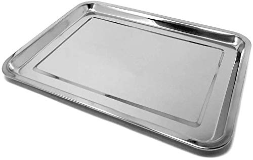 Space Home, Set of 2 Serving Trays, Rectangular Trowel Dish, Stainless Steel, Universal Plate, Rectangular Bakeware for Oven - Image 2