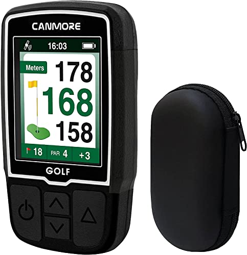 CANMORE HG200 Golf GPS portátil y estuche (negro) - Pantalla a todo color con más de 40.000 datos esenciales del campo de golf y hoja de puntuación - Resistente al agua - 1 año de garantía Cover