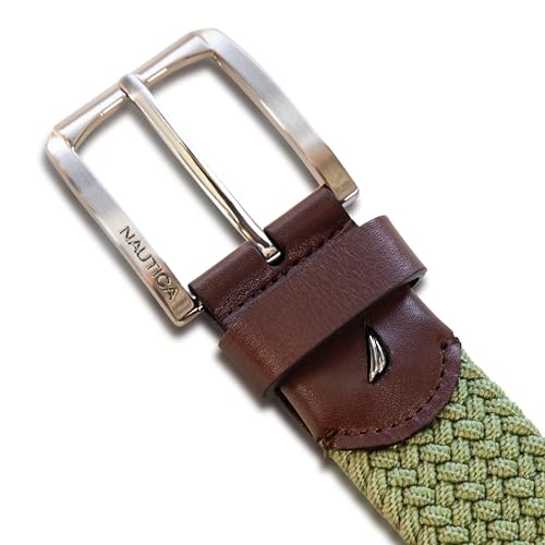 Image of Nautica Men's Casual Leather Belt | Everyday | Classic | Pants | Jeans | Khakis | Chinos | Metal Buckle