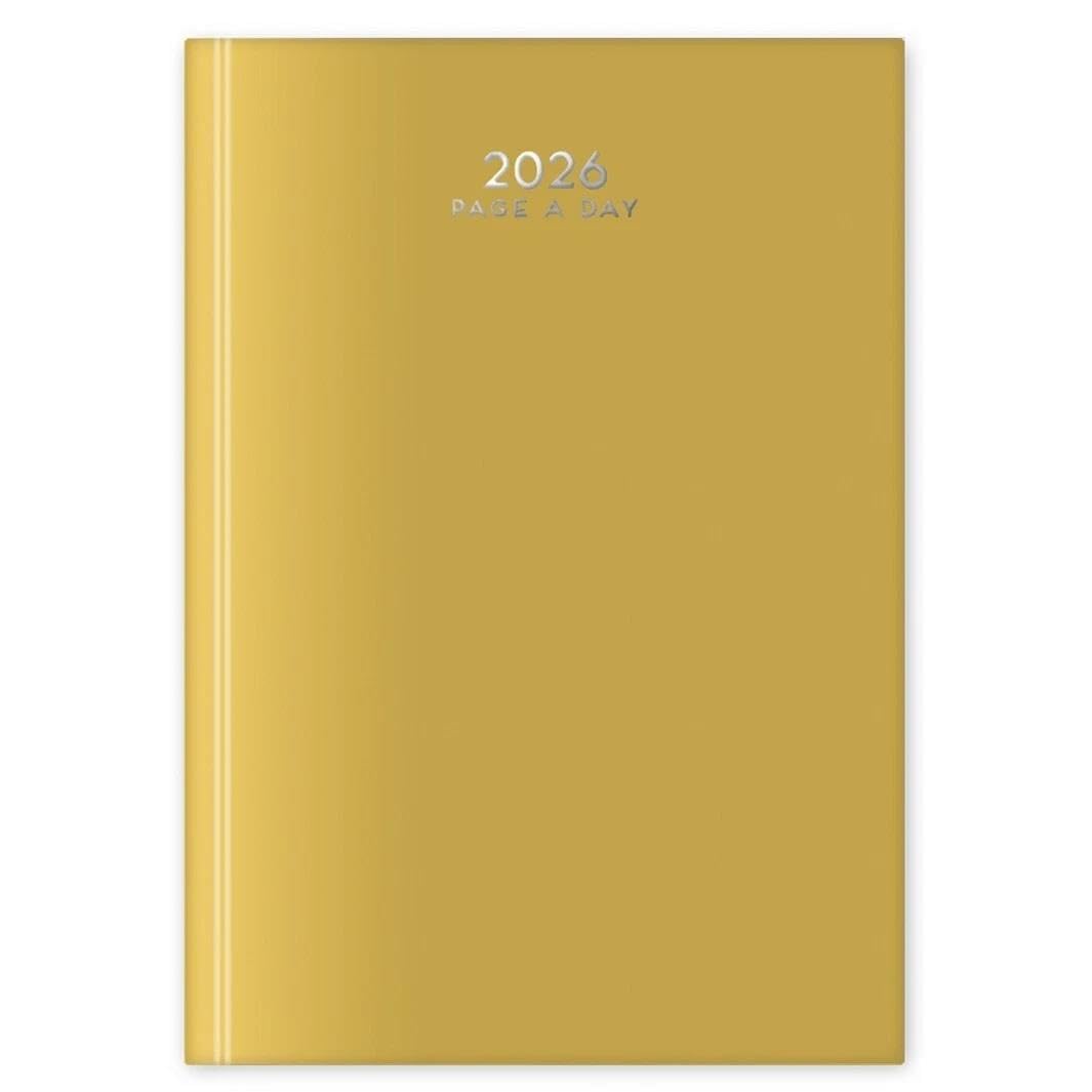 VIVVAS 2026 Diary Week to View WTV & Day A Page DAP Diaries Appointment Times Full Year Hardback Planner for Student, Teacher, Home, Office Year Planner (Mustard Yellow, A4 Day A Page)