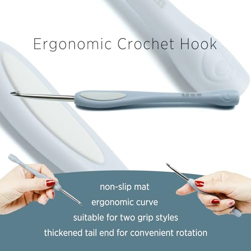 Image of SensePeak Hand Polished Stainless Crochet Hook 0.8mm Single, Chinese Traditional Design Ergonomic Stainless Steal Small Inline Pointy Crochet Hook for Arthritic Hands