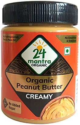 24 Mantra Organic Organic Peanut Butter (Creamy) Bottle, 450 g
