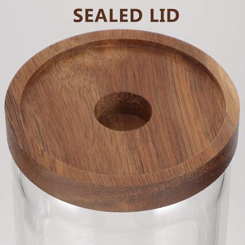 Tarro de cristal de 640ml con tapa de madera para café y alimentos secos 7