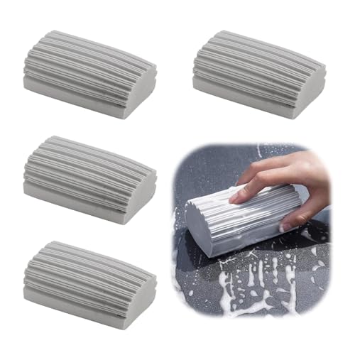 4 Piezas Gris Esponja Atrapapolvo, MYLERCT Esponja Magica, Diseño en Forma de U, Damp Duster Reutilizable y Duradera, para Limpiar Persianas, Vidrio,Ventilaciones, Radiadores
