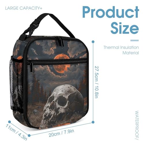 Night And Skull Backpack Set 3 Piece, Durable Backpack Insulated Lunch Bag Portable Pencil Case for Men Women4