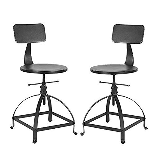 BOKKOLIK Taburetes de bar industriales con respaldo - Juego de 2 encimeras de altura ajustable de 19 a 26 pulgadas, silla de invitados con respaldo Cover