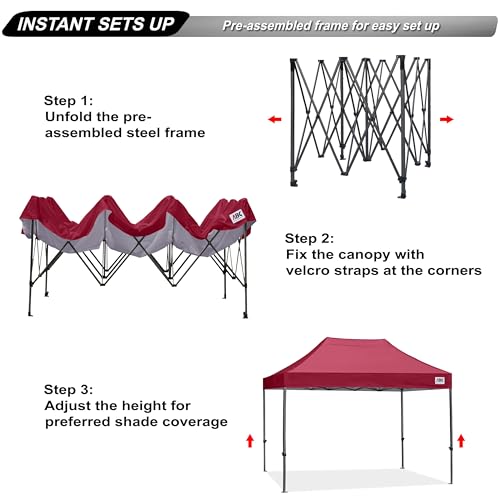 Image of ABCCANOPY Patio Pop Up Canopy Tent 10x15 Commercial-Series (Burgundy)