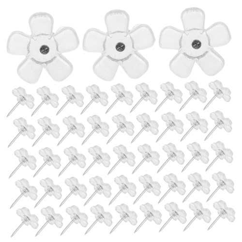 NUOBESTY 200 Piezas Chincheta Flor Transparente Pin de Mensaje Tachuelas para la Pared Tachuelas de Fotos alfiler Decorativo Tachuelas de Mapa Tachuelas para tablón de anuncios plástico