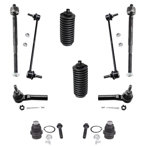 Image of Detroit Axle - 12pc Front End Suspension Kit for 2009-2012 Dodge Caliber 2 Ready Struts w /Coil Spring 2 Lower Ball Joints 4 Inner & Outer Tie Rods 2 Sway Bar Links 2 Boots 2010 2011 Replacement