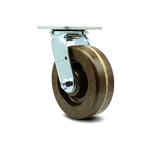 High Temperature Phenolic Swivel Top Plate Caster w/6 x 2 Brown Wheel - 1200 lbs Capacity/Caster - Service Caster Brand