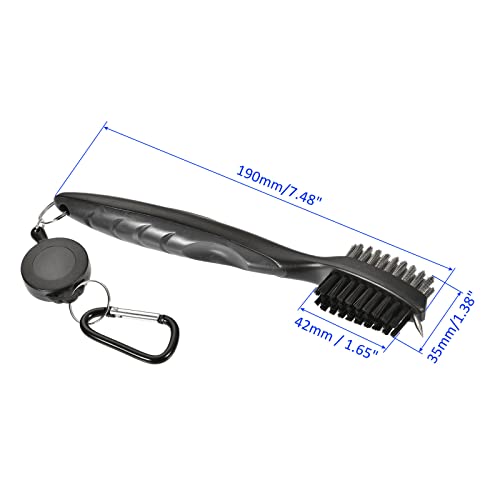 M METERXITY Golf Club Brush, Golf Club Groove Cleaner Zip-line Dual Sided Bristle Cleaning Tools with Cover Clip, Retractable - Image 4