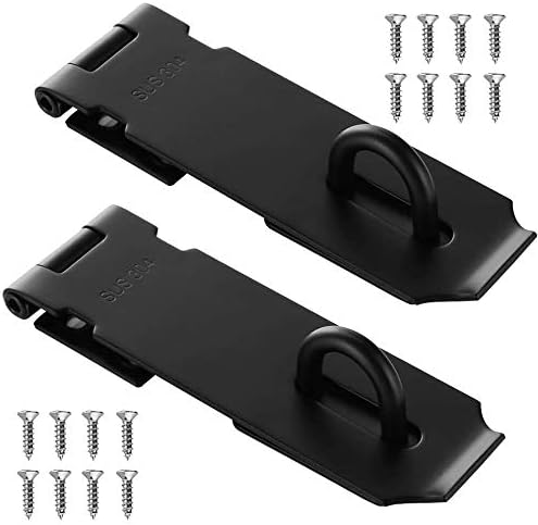 Miniatura 5 de 2 cerraduras de cerrojo para puerta, 5 pulgadas, acero inoxidable 304, cierre de seguridad, grosor de 0.075 in, negro mate