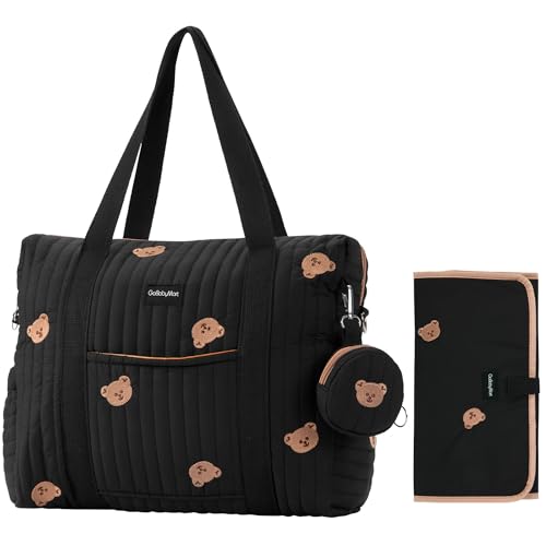 Image of GOBABYMART 3pc Diaper Bag Tote Set, Hospital Bag for Labor & Delivery, Maternity Travel Bag with Changing Pad & Pacifier Case