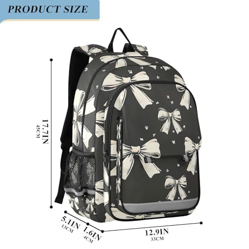 Black White Bow Laptop Backpack Purse for Women Men School Bag 17 Inch Bookbag Student Boys Girls Travel Casual Daypack4