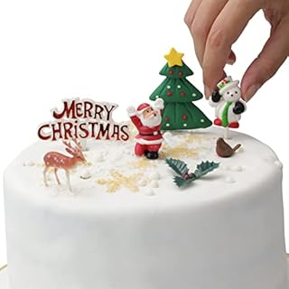 Christmas Cake Decorations Toppers (7 Piece) Cupcake Topper Cake Decoration Pieces Merry Christmas
