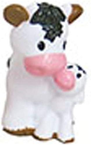 Pieza de repuesto para Fisher-Price Little People Caring for Animals Farm - DWC31 y CHJ51 ~ Figura de repuesto de vaca y ternera blanca y negra