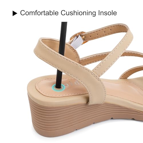 Image of Wedge Sandals for Women Dressy, Comfortable Summer Low Wedges Womens Open Toe Strappy Sandal