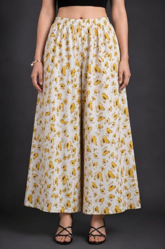 Image of Women Printed Palazzo Pants Combo Pack of 2, Comfortable Elastic Waist Lounge Pants for Women | Relaxed Fit, Loose Fitting Wide Leg Palazzo Pants, Casual Bottom (Available in S to 3XL Size)