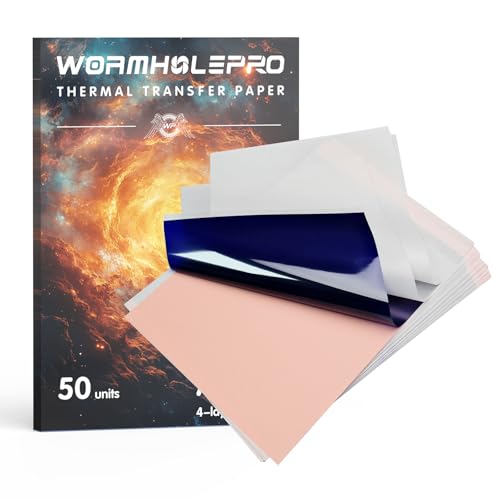 WORMHOLEPRO Tattoo Transfer Paper 50 Sheets A4 Size, 4 Layers Thermal Stencil Paper for Tattooing