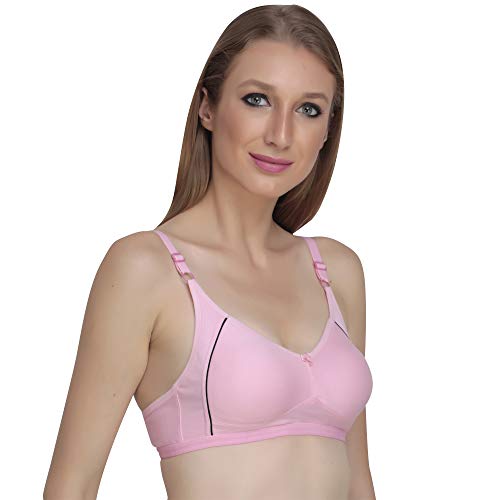 Image of Women Non Padded Bra - Made of Pure Cotton Full Coverage Non Wired Seamless Pushup Soft Cup for T-Shirt Saree Dress Sports Garment for Daily Use Everyday