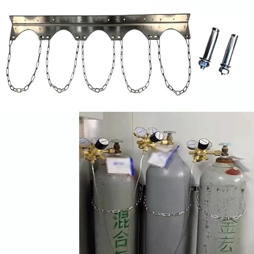 ZIMGOD Oxygen Tank Holder Gas Cylinder Bracket Wall Mounted with 2 Screws, Stainless Steel Oxygen Cylinder Fixed Rack for Hospital/Labs, Save Space Expansion Tank Bracket(Length 125cm(49 1/4