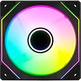 AeroCool Phantom M-3 リバースインフィニティミラー ARGBファン、PCケース用、120mm、PWM 500-1800 RPM、油圧ベアリング、衝撃吸収パッド8個、液体およびエアクーラー、ブラック。