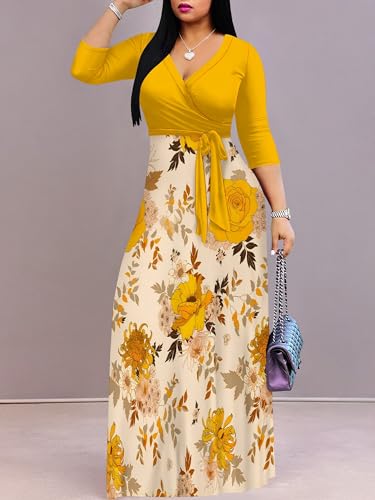 Image of PinkPatty Plus Size Maxi Dress for Women 3 /4 Sleeve Casual Long Dress
