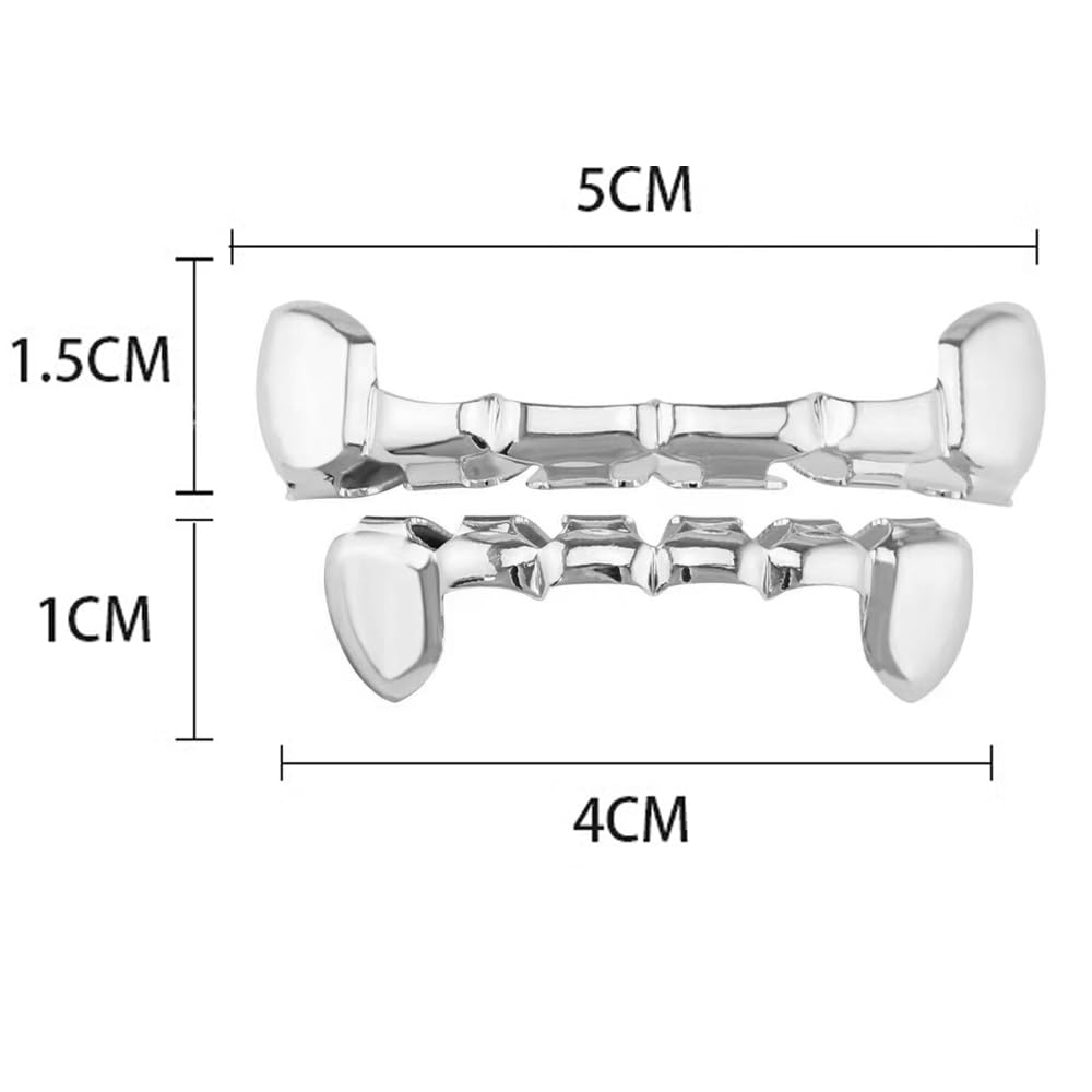 SSyang Hip Hop Teeth Grills for Mouth Braces Decoration Silver 392, as the picture shows - Image 2