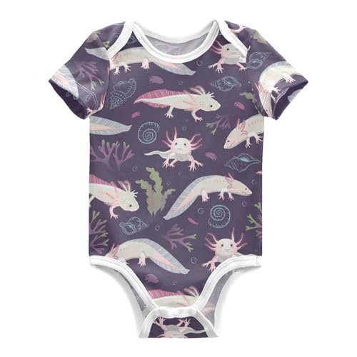 Wusikd Axolotls Seaweeds Unisex Baby Bodysuit Cotton Shells Baby Short Sleeve Clothes 9 Months for Boys Girls